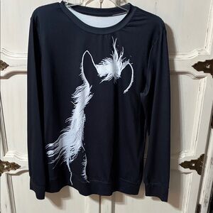 Black Long Sleeve Shirt with White Abstract Design